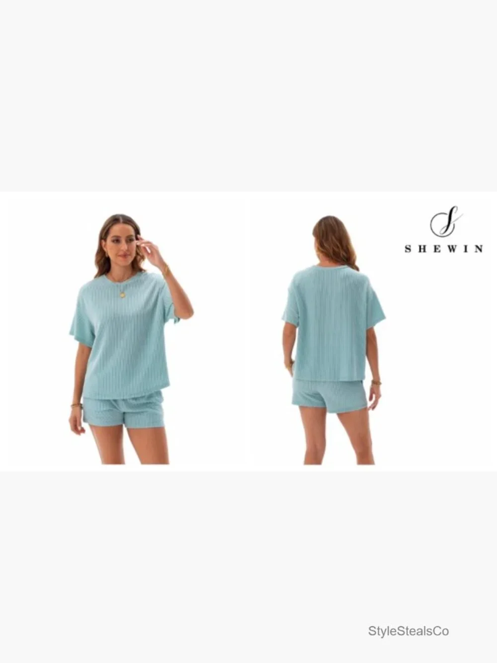 Two Piece Lounge Set Short Sleeve Top High Waisted Shorts Pockets Matching Set
